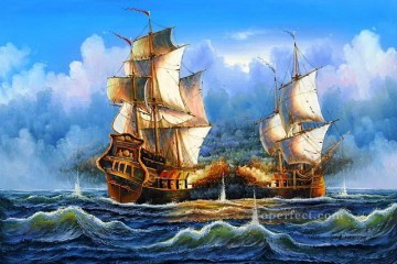 Landscapes Painting - naval battle ship